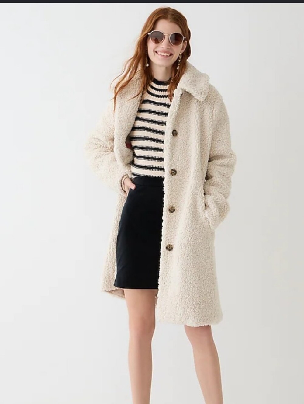 J. Crew Long Teddy Coat in Pale Pink